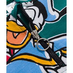Babyhug Disney Terry Knit Full Sleeve Hooded T-Shirt and Jogger Set with Mickey & Friends and Ear Detailing - Dark Green