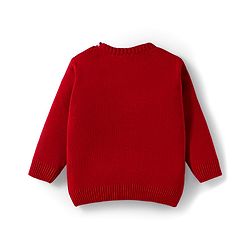 Babyhug Knit Full Sleeves Sweater Set with I love Mom Text Print - Red
