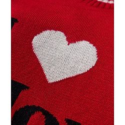 Babyhug Knit Full Sleeves Sweater Set with I love Mom Text Print - Red