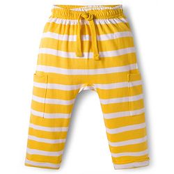 Babyhug Single Jersey Knit Full Sleeves T-Shirt & Lounge Pant Set With Animal Print - Yellow & Blue