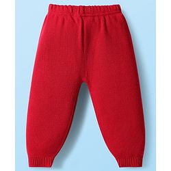 Babyhug Knit Full Raglan Sleeves Pullover Sweater Set with Patch Detailing - Red & Grey