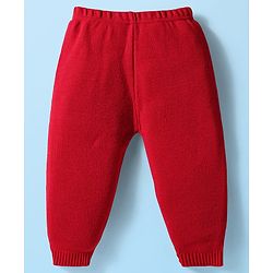 Babyhug Knit Full Raglan Sleeves Pullover Sweater Set with Patch Detailing - Red & Grey