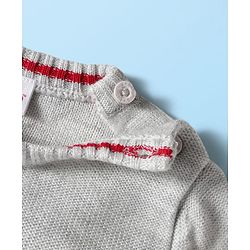 Babyhug Knit Full Raglan Sleeves Pullover Sweater Set with Patch Detailing - Red & Grey