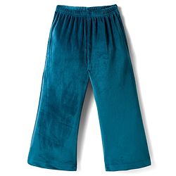 Babyhug Velour Knit Full Length Flared Solid Woollen Pant - Blue