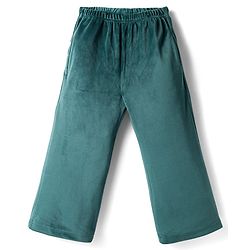 Babyhug Velour Knit Full Length Flared Solid Woollen Pant - Blue