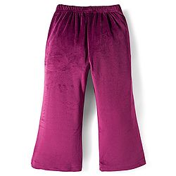 Babyhug Velour Knit Full Length Flared Solid Woollen Pant - Blue