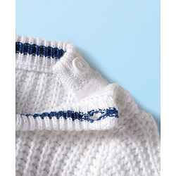 Babyhug Knit Full Sleeves Pullover Sweater with Cable Knit Design & Patch Detailing - Navy Blue & White