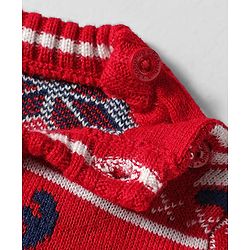 Babyhug Knit Full Sleeves Pullover Sweater with Aztec Design - Red