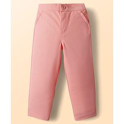 Babyhug Knit Full Sleeves Solid T-Shirt & Pant Set with Attached Waistcoat & Bow Applique - Pink