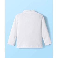Babyhug Knit Full Sleeves Solid Polo Party T-Shirt & Trouser Set With Bow Applique & Attached Waistcoat - Mint Green & White