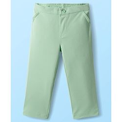 Babyhug Knit Full Sleeves Solid Polo Party T-Shirt & Trouser Set With Bow Applique & Attached Waistcoat - Mint Green & White