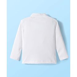 Babyhug Knit Full Sleeves Solid Polo Party T-Shirt & Trouser Set With Bow Applique & Attached Waistcoat - Mint Green & White