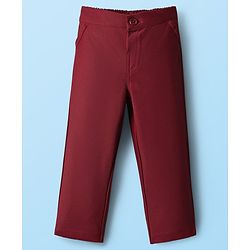 Babyhug Knit Full Sleeves Partywear T-shirt & Pant set with waistcoat applique - Maroon