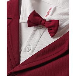 Babyhug Knit Full Sleeves Partywear T-shirt & Pant set with waistcoat applique - Maroon