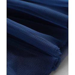 Babyhug Woven Half Sleeves Mesh Party Dress With Sequin Detailing & Bow Applique - Navy Blue