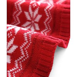 Babyhug Sweater Knit Full Sleeves Woollen Dress With Floral Design & Bow Applique - Red