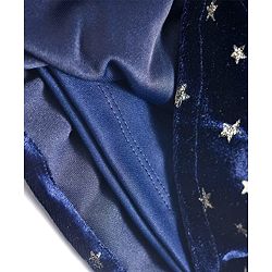 Babyhug Velour Woven Full Sleeves Party Dress With Foil Star Print - Navy Blue