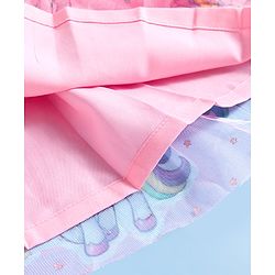 Babyhug Soft Mesh Half Sleeves Fit & Flare Party Dress With Digital Unicorn Print & Sequins Detailing on Yoke - Pink