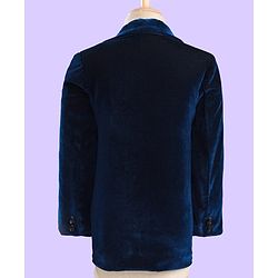 Babyhug Velour Knit Full Sleeves T-Shirt Trouser & Blazer Set with Believe in Yourself Print - Blue White & Grey