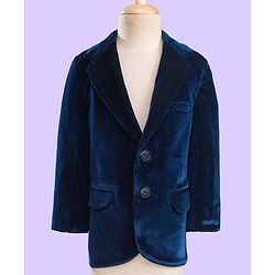 Babyhug Velour Knit Full Sleeves T-Shirt Trouser & Blazer Set with Believe in Yourself Print - Blue White & Grey