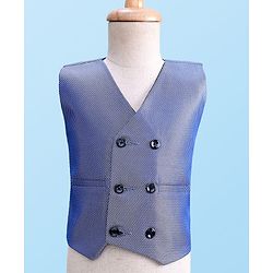 Babyhug Knit Full Sleeves Solid 4 Piece Party Suit With Bow - Navy Blue