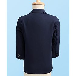 Babyhug Knit Full Sleeves Solid 4 Piece Party Suit With Bow - Navy Blue