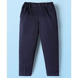 Babyhug Knit Full Sleeves Solid 4 Piece Party Suit With Bow - Navy Blue