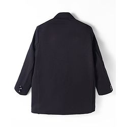 Babyhug Woven Full Sleeves Solid Overcoat Blazer - Navy Blue