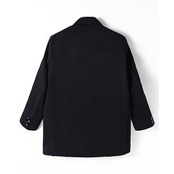 Babyhug Woven Full Sleeves Solid Overcoat Blazer - Navy Blue