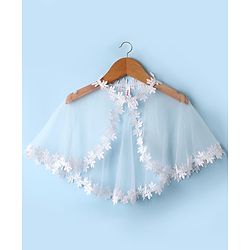 Babyhug Woven Sleeveless Mesh Party Dress with Shrug Floral Design & Pearl Detailing - White