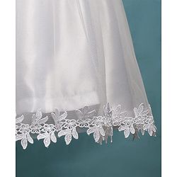 Babyhug Woven Sleeveless Mesh Party Dress with Shrug Floral Design & Pearl Detailing - White