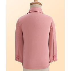 Babyhug Knit Full Sleeves Solid Color 3 Piece Party Suit with Bow - Pink