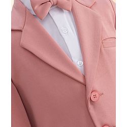 Babyhug Knit Full Sleeves Solid Color 3 Piece Party Suit with Bow - Pink