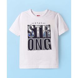 Babyhug Velour Knit Full Sleeves Solid Blazer With Strong Text Printed T-Shirt - Navy Blue & White