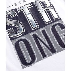 Babyhug Velour Knit Full Sleeves Solid Blazer With Strong Text Printed T-Shirt - Navy Blue & White