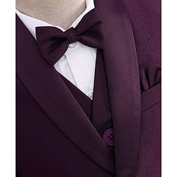 Babyhug Woven Full Sleeves Solid Color 4 Piece Party Suit with Bow Applique - Maroon