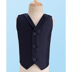 Babyhug Woven Four Piece Party Suit Set with Bow - Navy Blue