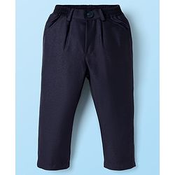 Babyhug Woven Four Piece Party Suit Set with Bow - Navy Blue