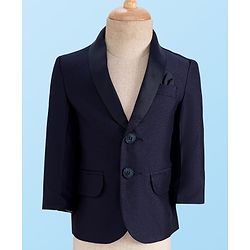 Babyhug Woven Four Piece Party Suit Set with Bow - Navy Blue