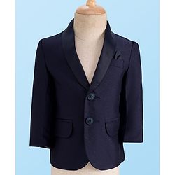 Babyhug Woven Four Piece Party Suit Set with Bow - Navy Blue