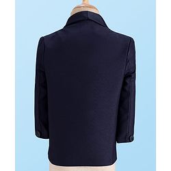Babyhug Woven Four Piece Party Suit Set with Bow - Navy Blue