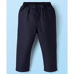 Babyhug Woven Four Piece Party Suit Set with Bow - Navy Blue