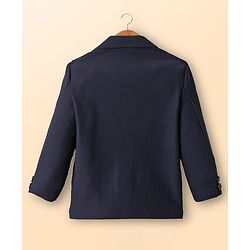 Babyhug Knit Full Sleeves Solid Blazer With Printed T-Shirt - Navy Blue