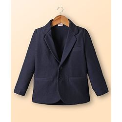 Babyhug Knit Full Sleeves Solid Blazer With Printed T-Shirt - Navy Blue