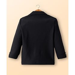 Babyhug Knit Full Sleeves Party Wear Solid Blazer & T-Shirt with Racer Text Print - Black & White