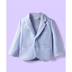 Babyhug Knit Full Sleeves Solid Coloured Partywear Blazer With Printed Tee - Light Blue