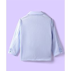 Babyhug Knit Full Sleeves Solid Coloured Partywear Blazer With Printed Tee - Light Blue