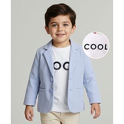 Babyhug Knit Full Sleeves Solid Coloured Partywear Blazer With Printed Tee - Light Blue