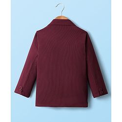 Babyhug Knit Full Sleeves Solid Blazer With Printed T-Shirt - Maroon