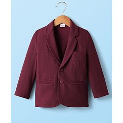 Babyhug Knit Full Sleeves Solid Blazer With Printed T-Shirt - Maroon